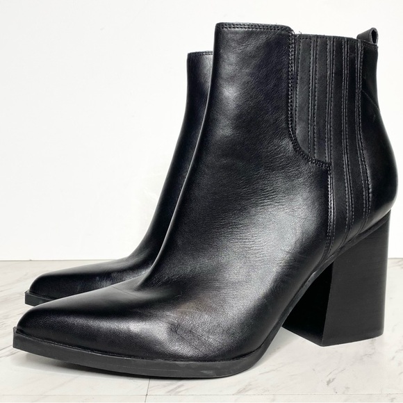 Marc Fisher Oshay Black Leather Heeled Bootie 10M - Picture 1 of 14